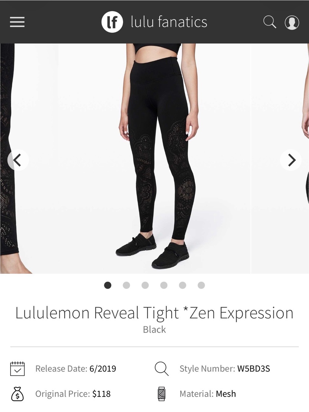lululemon athletica Reveal Tight Zen Expression Leggings in Black RARE !! 28”